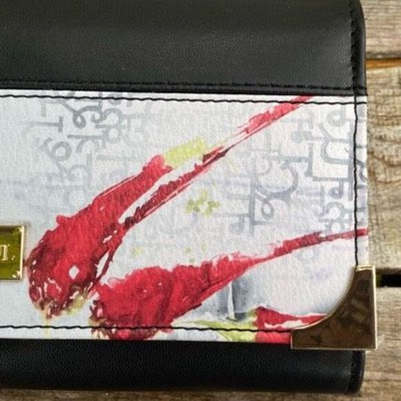 SATYA PAUL Snap Wallet Black Colorful Abstract Rectangular Gold Details - Picture 4 of 7